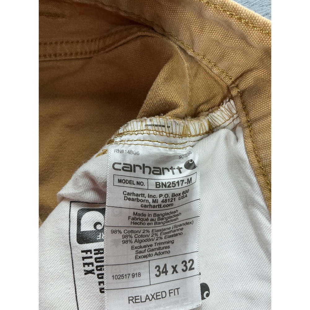 Carhartt Pants Mens 34x32 Beige Rugged Flex Relaxed Fit Canvas Workwear - Picture 11 of 13